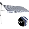 Rankinė ištraukiama markizė su LED, mėlyna ir balta, 350cm