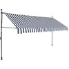 Rankinė ištraukiama markizė su LED, mėlyna ir balta, 350cm
