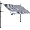 Rankinė ištraukiama markizė su LED, mėlyna ir balta, 250cm