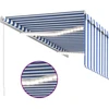 Rankiniu būdu ištraukiama markizė, mėlyna ir balta, 3,5x2,5m