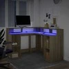 Rašomasis stalas su LED apšvietimu, ąžuolo, 130x130x91cm