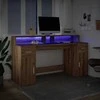 Rašomasis stalas su LED, rudas ąžuolo, 160x55x91cm, mediena
