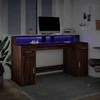 Rašomasis stalas su LED, rudas ąžuolo, 160x55x91cm, mediena