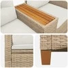 Reclining Bench with Table Bežė ir kreminė balta poliratanas