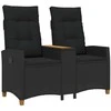 Reclining Bench with Table Juoda 126 x 65 x 112 cm poliratanas