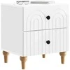 Šalia lovos spintelė 2 pcs Itin blizgi balta 43 x 34,5 x 48 cm