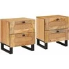 Šalia lovos spintelė su stalčių 2 pcs Natūrali 40 x 33 x 46 cm