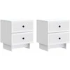 Šalia lovos spintelė su stalčių 2 pcs Balta 43 x 34,5 x 47,5 cm