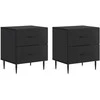 Šalia lovos spintelė su stalčių 2 pcs Juoda 43 x 34,5 x 47,5 cm