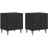 Šalia lovos spintelė su stalčių 2 pcs Juoda 43 x 34,5 x 48 cm