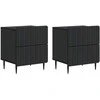 Šalia lovos spintelė su stalčių 2 pcs Juoda 43 x 34,5 x 49,5 cm