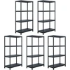 Sandėliavimo lentynos, 5vnt., juodos, 60x30x138cm, plastikas