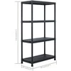 Sandėliavimo lentynos, 5vnt., juodos, 60x30x138cm, plastikas