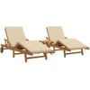 Saulės gultas 3 pcs Smėlio 200 x 67 x 84 cm