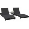 Saulės gultas 3 pcs Juoda 197 x 70 x 82 cm poliratanas