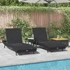 Saulės gultas 3 pcs Juoda 197 x 70 x 82 cm poliratanas