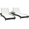 Saulės gultas 3 pcs Juoda ir Balta 197 x 70 x 82 cm poliratanas