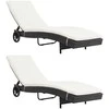 Sofa Saulės gultai su ratukais/čiužinukais, 2vnt., juodi, ratanas