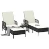 Saulės gultas 3 pcs Juoda ir kreminė balta 55 x 200 x 92 cm