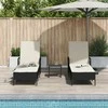 Saulės gultas 3 pcs Juoda ir kreminė balta 55 x 200 x 92 cm