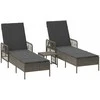 Saulės gultas 3 pcs Pilka ir tamsiai pilka 55 x 200 x 92 cm