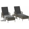 Saulės gultas 3 pcs Pilka ir tamsiai pilka 55 x 200 x 92 cm