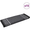 Savaime prilipantys laiptų kilimėliai 15 pcs Antracitas