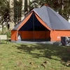 Šeimos palapinė, pilka ir oranžinė, aštuonvietė, tipi