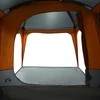 Šeimos palapinė su verandos pilka ir oranžinė 9 vietų kupolinė