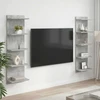 Sieninė lentyna 2 vnt. Betono pilka 30 x 15 x 100 cm