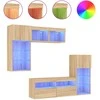 TV staliukas Sieninė TV sekcija su LED, 5 dalių, ąžuolo, apdirbta mediena