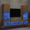 TV staliukas Sieninė TV sekcija su LED, 5 dalių, ąžuolo, apdirbta mediena