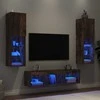 TV staliukas Sieninė TV sekcija su LED, 5 dalių, dūminio ąžuolo, mediena