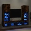 TV staliukas Sieninė TV sekcija su LED, 5 dalių, dūminio ąžuolo, mediena