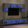 TV staliukas Sieninė TV sekcija su LED, 6 dalių, pilka ąžuolo, mediena