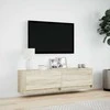 TV staliukas Sieninė TV spintelė su LED lemputėmis, ąžuolo, 140x31x38cm