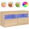 TV staliukas Sieninė TV spintelė su LED lemputėmis, ąžuolo, 80x30x40cm