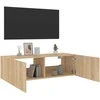 TV staliukas Sieninė TV spintelė su LED lemputėmis, ąžuolo, 100x35x31cm