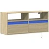 TV staliukas Sieninė TV spintelė su LED lemputėmis, ąžuolo, 100x31x45cm