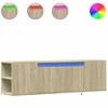 TV staliukas Sieninė TV spintelė su LED lemputėmis, ąžuolo, 135x31x39,5cm