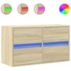 TV staliukas Sieninė TV spintelė su LED lemputėmis, ąžuolo, 80x31x45cm