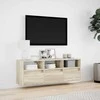 TV staliukas Sieninė TV spintelė su LED lemputėmis, ąžuolo, 130x31x45 cm