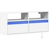 TV staliukas Sieninė TV spintelė su LED lemputėmis, balta, 100x31x45cm