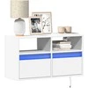 TV staliukas Sieninė TV spintelė su LED lemputėmis, balta, 80x31x45cm