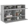 TV staliukas Sieninė TV spintelė su LED lemputėmis, betono, 98,5x30x60,5cm