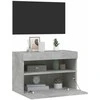 TV staliukas Sieninė TV spintelė su LED lemputėmis, betono pilka, 60x30x40cm