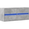 TV staliukas Sieninė TV spintelė su LED lemputėmis, betono, 100x31x45cm