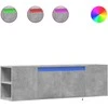 TV staliukas Sieninė TV spintelė su LED lemputėmis, betono, 135x31x39,5cm