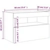 TV staliukas Sieninė TV spintelė su LED lemputėmis, dūminė, 60x30x40cm