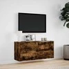 TV staliukas Sieninė TV spintelė su LED lemputėmis, dūminė, 100x31x45cm